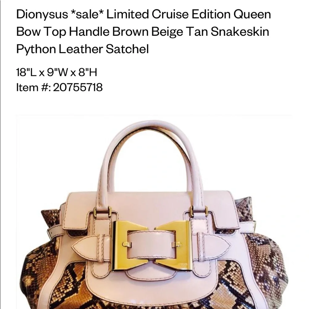 COPY - $4000 Authentic Gucci Dionysus Cruise Limited Edition Python Satchel 18”… - Picture 2 of 16